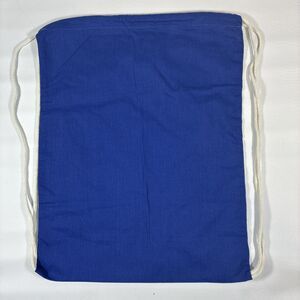 Blue Cotton Drawstring Backpack Cinch Sack Bag Cream Cord Q-Tees  Casual Gym Bag